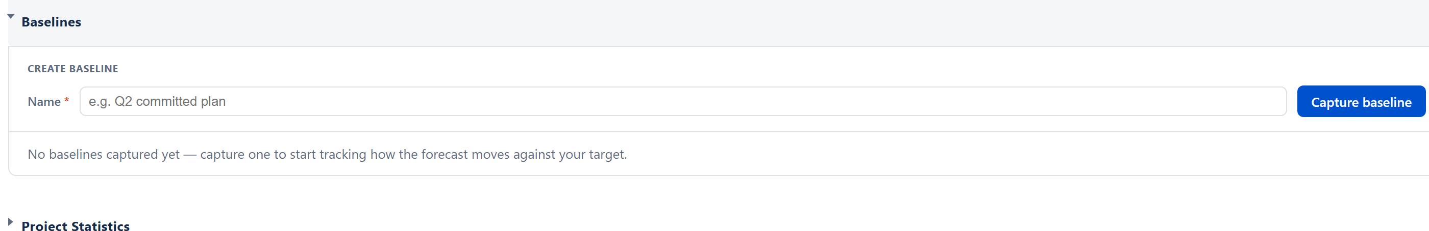 Baselines section — capture bar, the period picker (All Time, Weekly, Biweekly, Monthly, Quarterly, Yearly) with date navigation, the slip-vs-target timeline, and the snapshot table