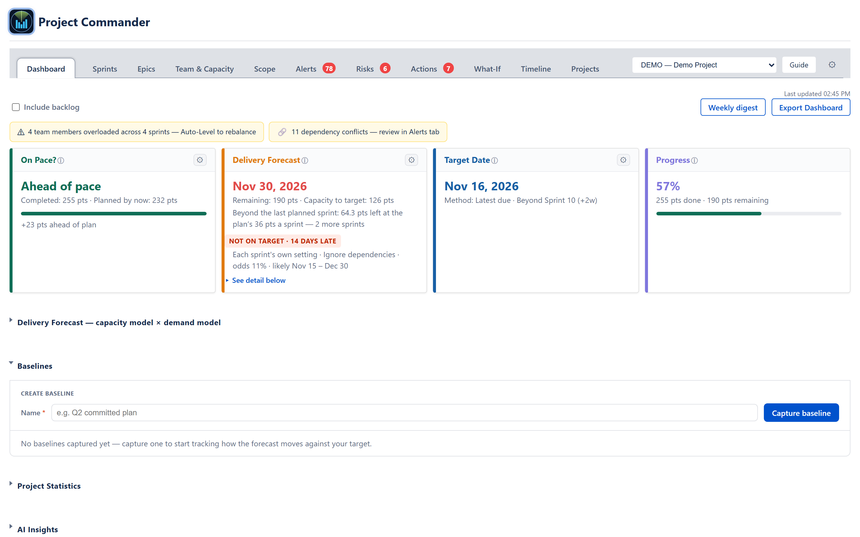 Top Open Risks widget